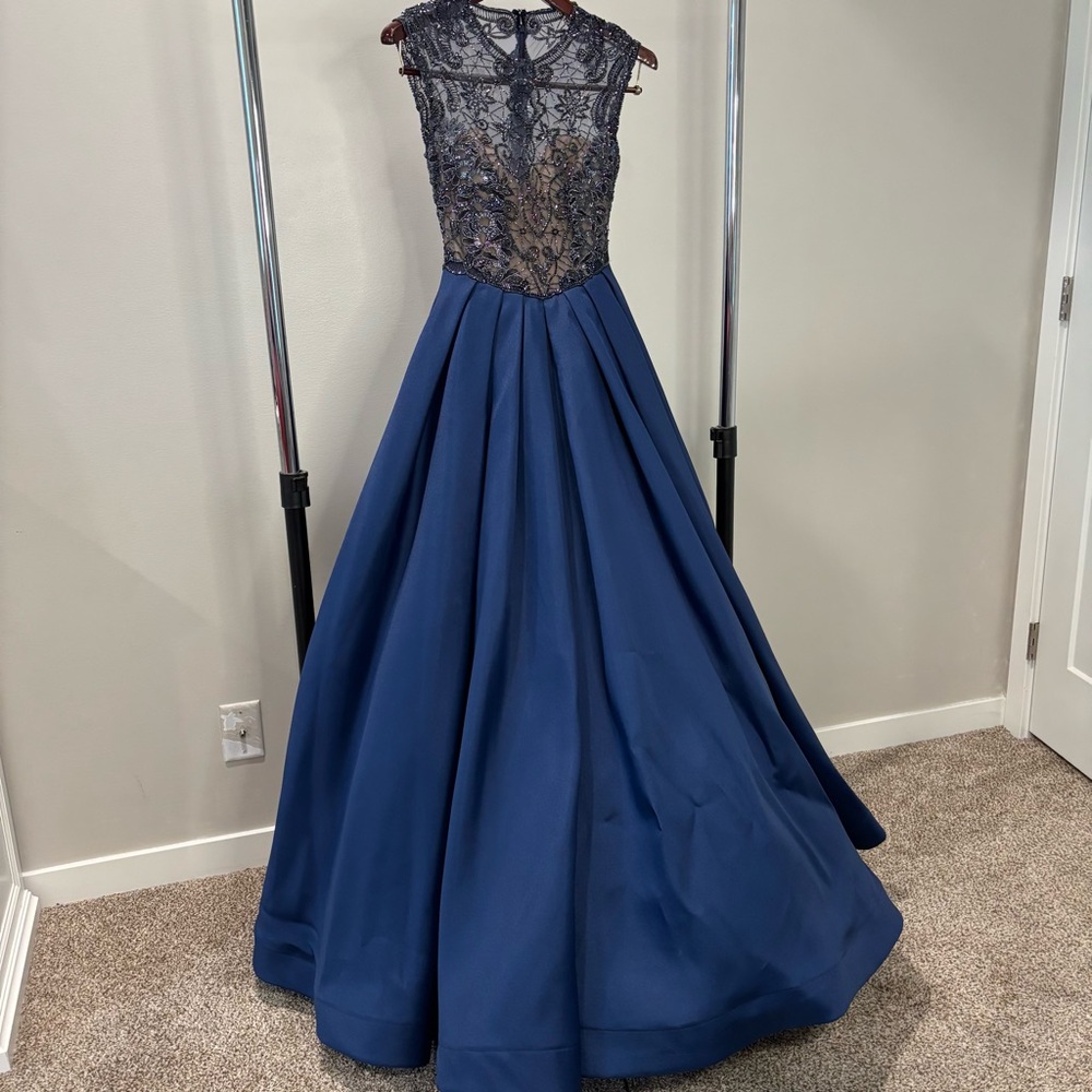 Custom Tarik Ediz Navy Pageant Evening Gown